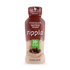 Ripple chocolate shake glass, creamy texture ideal after workouts.