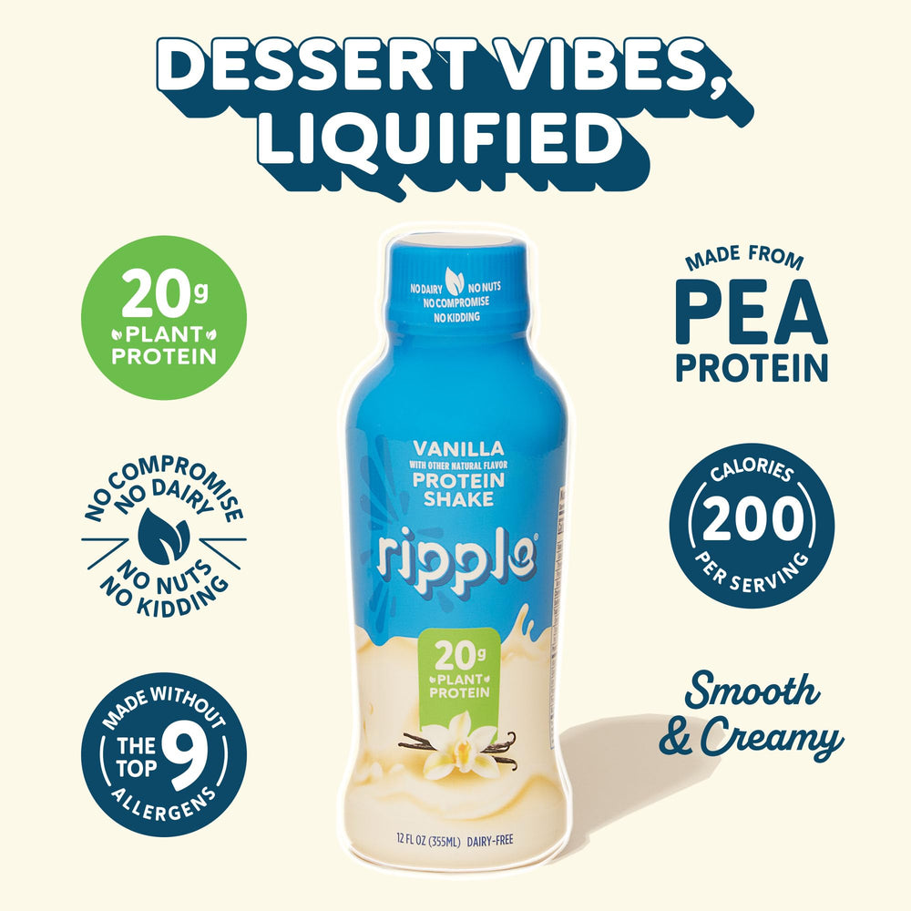 Ripple shelf-stable bottle, pantry-friendly protein anytime.