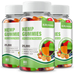 RiRywony Health hemp gummies bottle front view showing product in a calm, wellness-focused scene