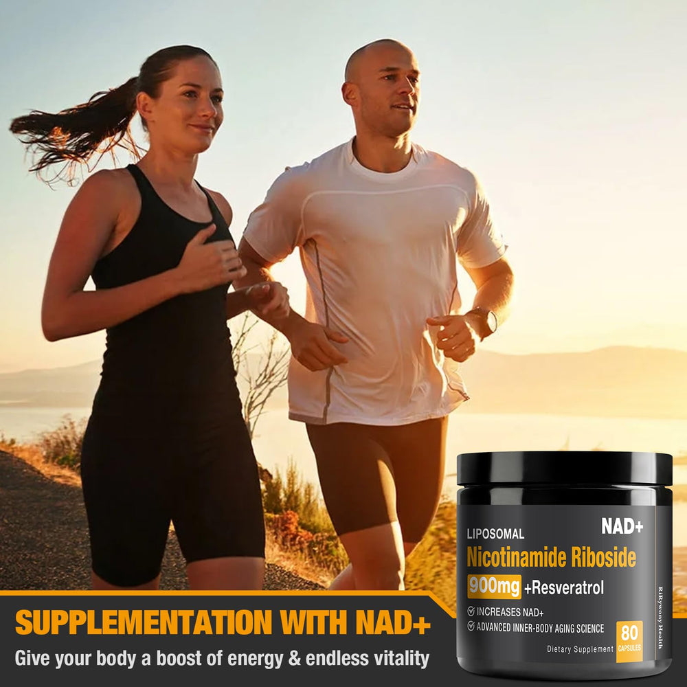 RiRywony Health NAD supplement bottle on wood surface
