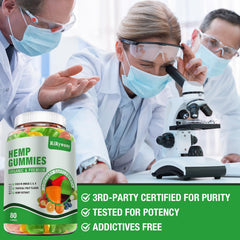 RiRywony Health Hemp Gummies packaging mockup in bright kitchen.