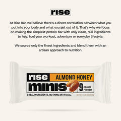 Rise Minis Almond Honey paired with coffee suggests quick, balanced energy.
