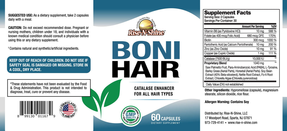 Rise-N-Shine BoniHair with saw palmetto and biotin for hair support