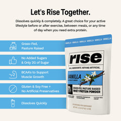 Rise powder dissolves easily in water for a seamless vanilla shake.