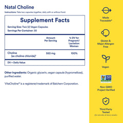 Ritual Natal Choline dosage spoon displaying 550 mg serving guidance