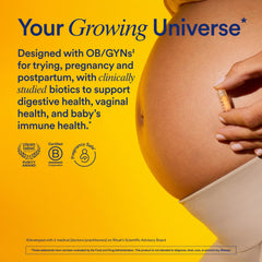 Ritual Natalbiotic tablet with nested-capsule close-up illustrating layered probiotic release.