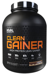 Rival Nutrition Clean Gainer Campfire S'Mores bag highlights protein blend for muscle support