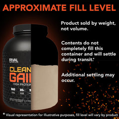 Rival Nutrition Clean Gainer Campfire S'Mores serving suggests post-workout recovery