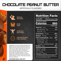 Rival Nutrition Clean Gainer nutrition label close-up, high-calorie blend for mass support