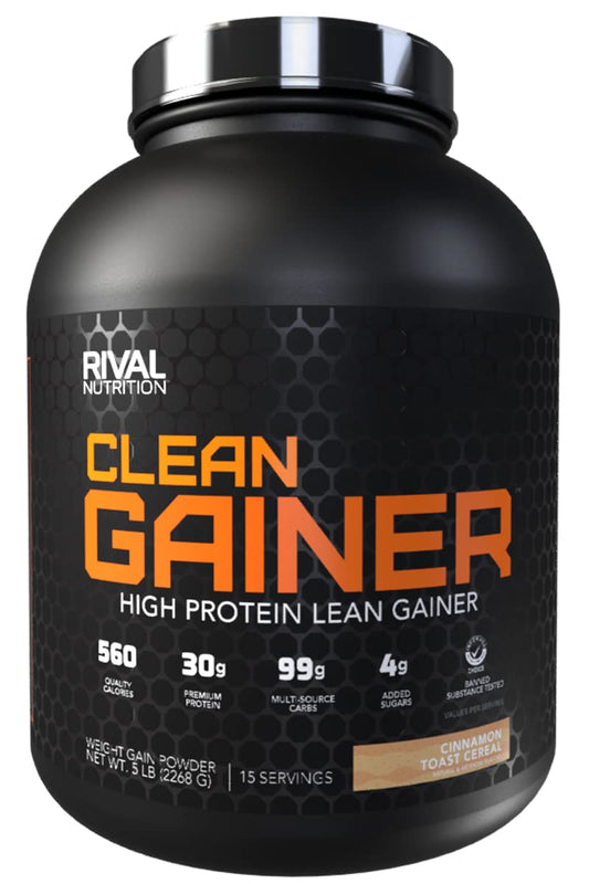 RIVAL NUTRITION Clean Gainer Cinnamon Toast Cereal powder ready for post-workout fueling