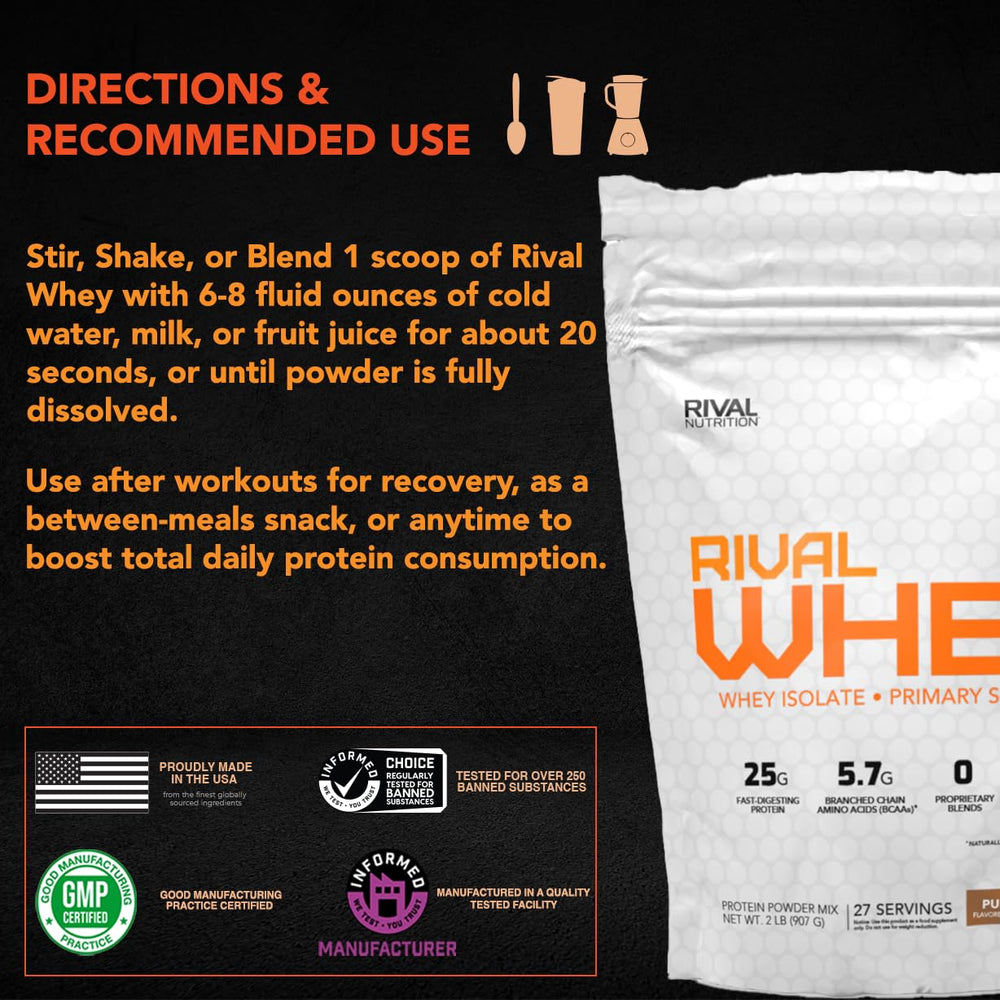 Rival Nutrition Naturally Flavored Whey Salted Caramel 2lb tub signals premium whey quality