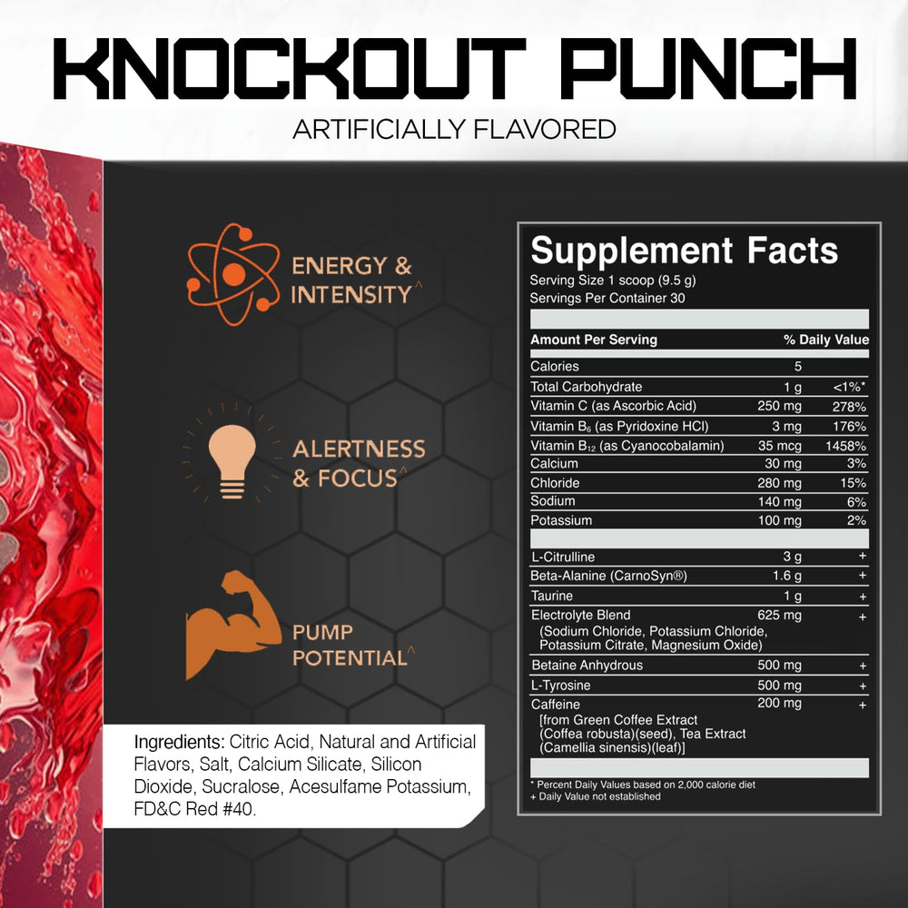 Powder Burn Knockout Punch bottle opening shows ready-to-use pre-workout
