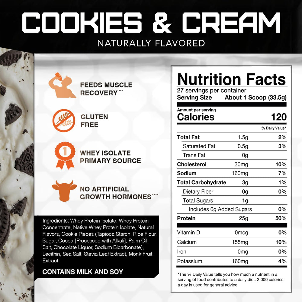 RIVAL NUTRITION Rival Whey container notes 12g EAAs and 5.7g BCAAs for recovery.
