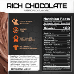 Rival Whey Rich Chocolate 2lb tub beside a shaker for daily use