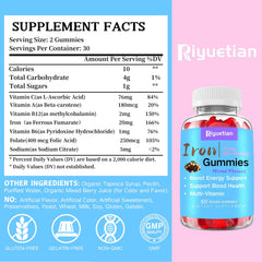 Riyuetian mixed-flavor iron gummies highlight tasty daily support.