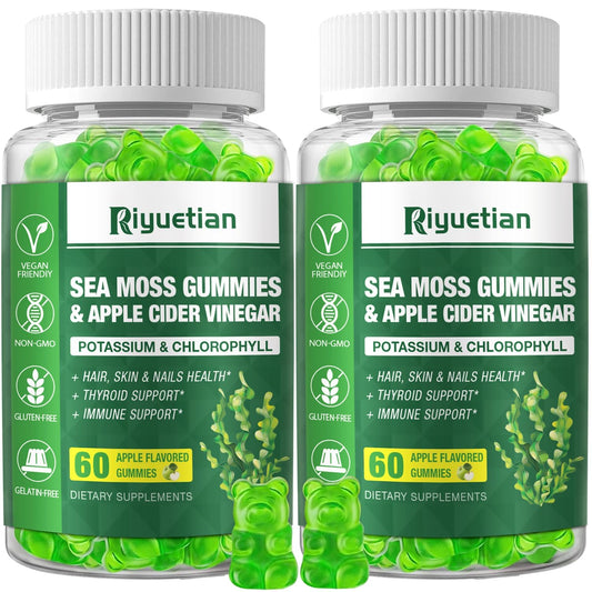 Riyuetian Sea Moss Gummies pack front for daily energy and vegan wellness