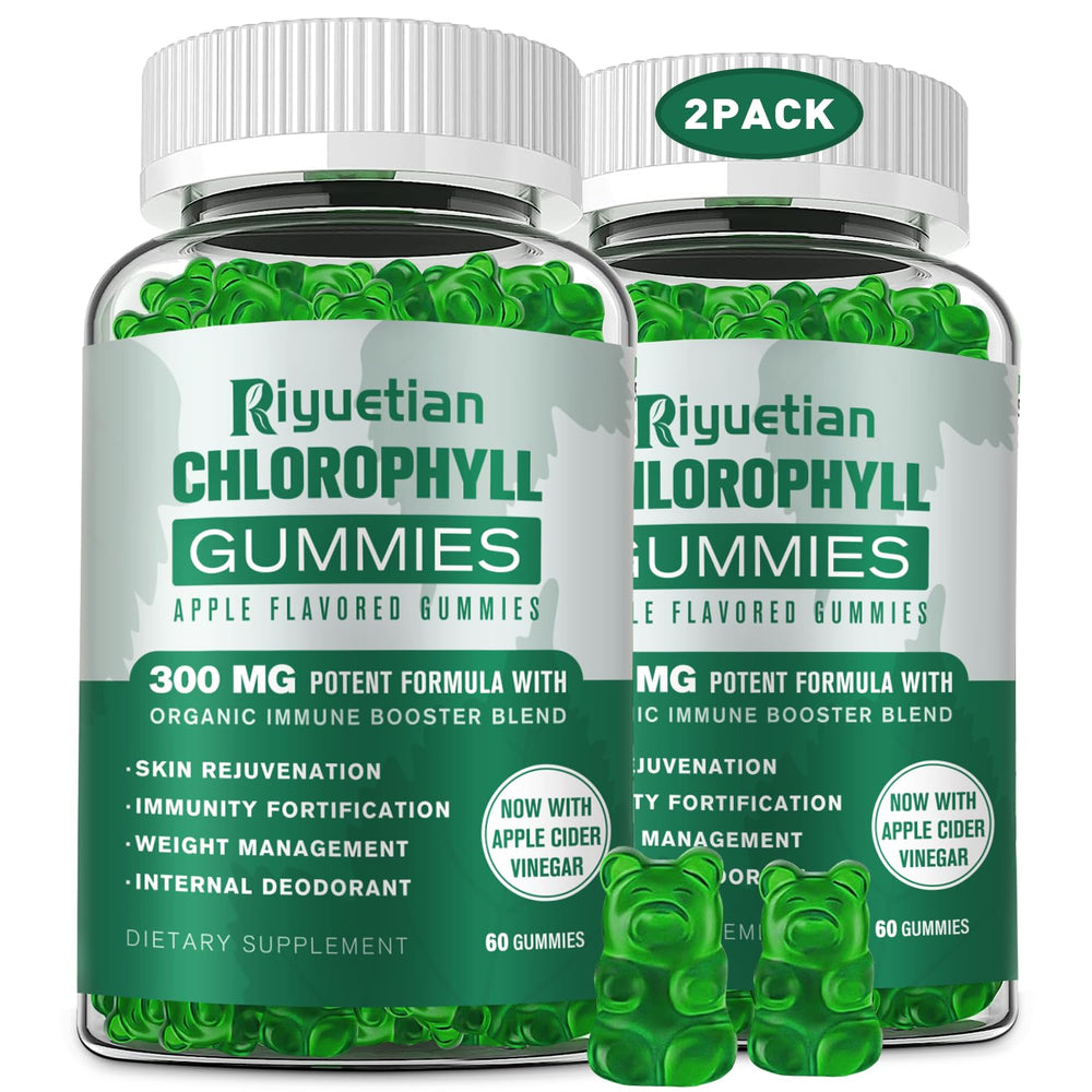 Riyuetian chlorophyll gummies bottle for daily vegan, non-GMO wellness