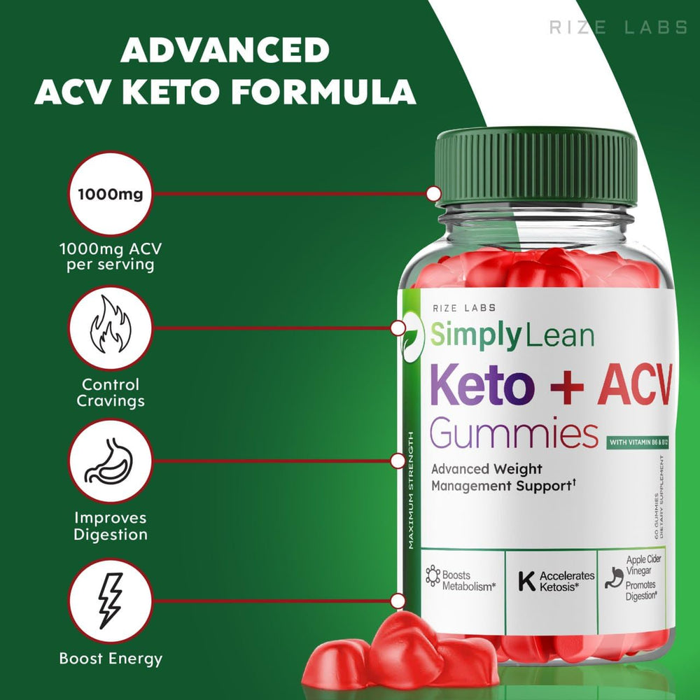 Rize Labs Simply Lean Keto Gummies with ACV on label suggests digestion support.