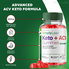 Rize Labs Simply Lean Keto Gummies with ACV on label suggests digestion support.