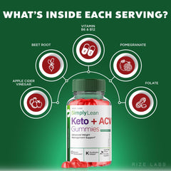 Rize Labs Simply Lean Keto Gummies close-up shows natural ingredients for taste.