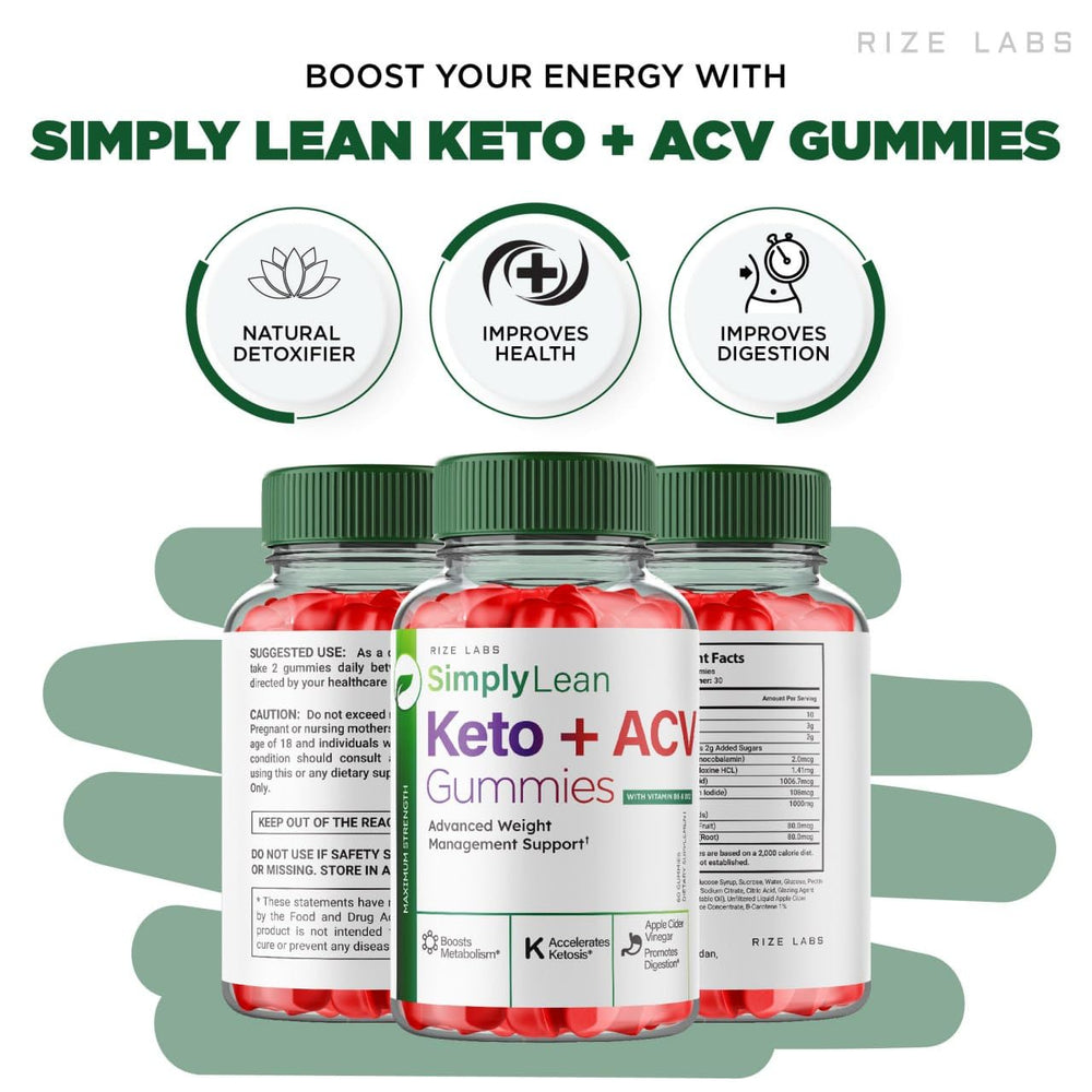 Rize Labs Simply Lean Keto Gummies packaging highlights value and convenient serving.