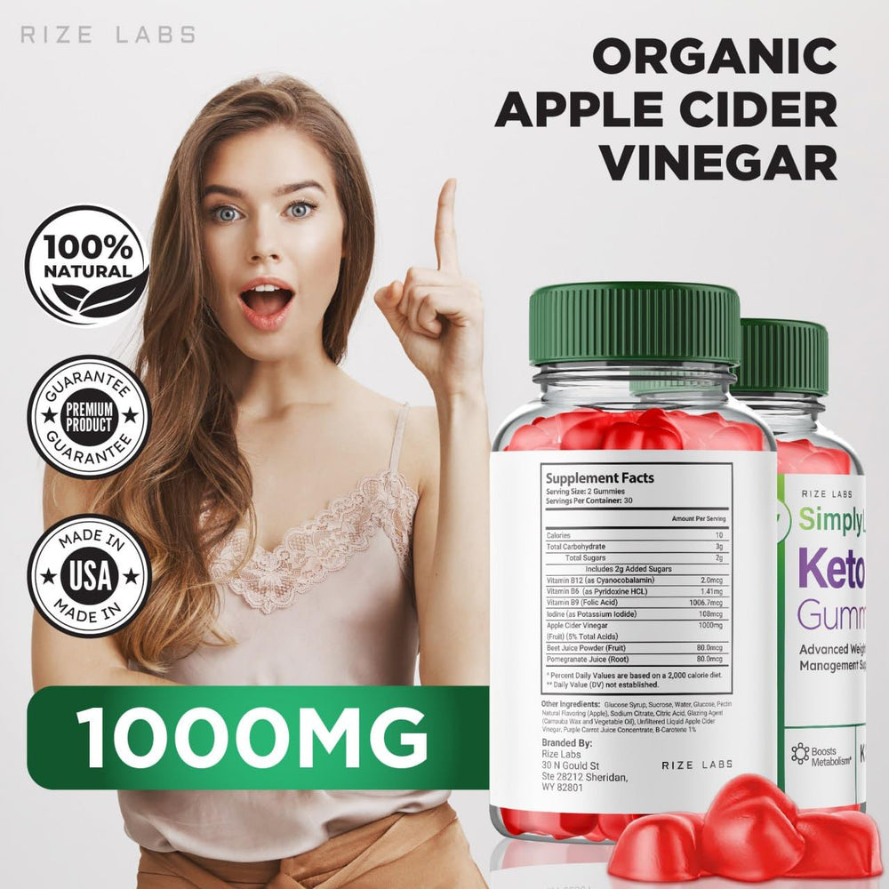 Rize Labs Simply Lean Keto Gummies serving size shows daily dose for routine.