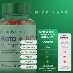Rize Labs Simply Lean Keto Gummies USA-made badge builds trust.