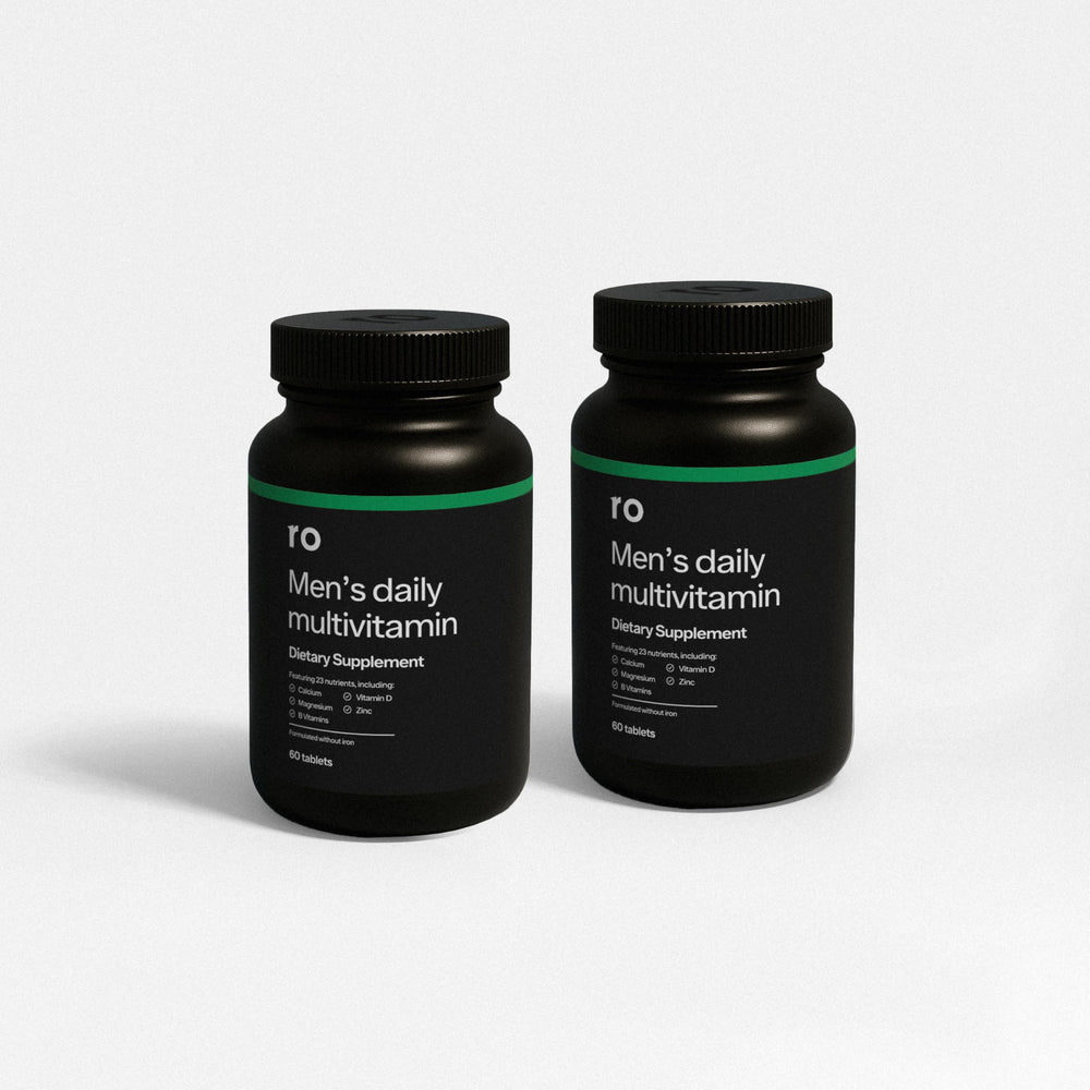 Ro Daily Multivitamin for Men bottle shown for daily energy and wellness