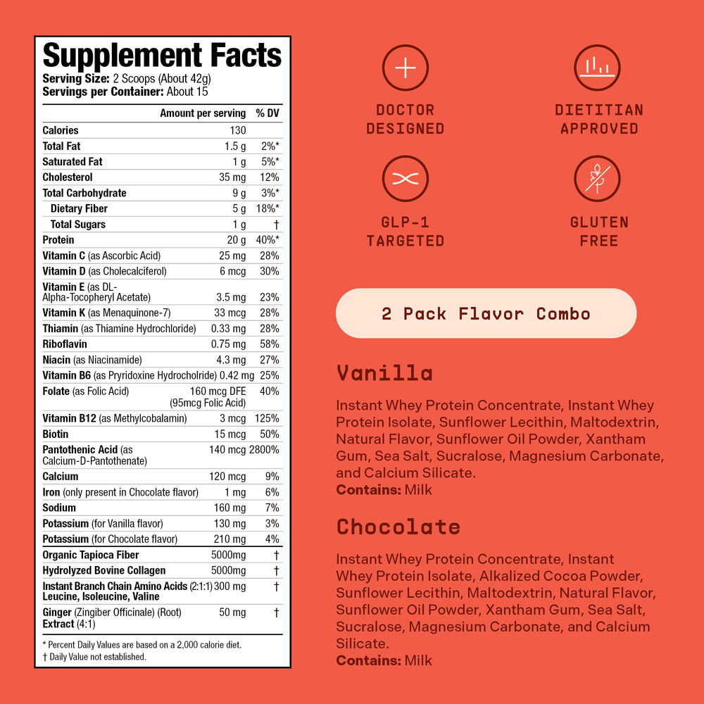 Rock the Shot GLP-1 vanilla shake tub boosts daily protein and minerals