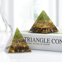 Rockcloud Tiger's Eye close-up on pyramid highlighting warmth and glow for grounding