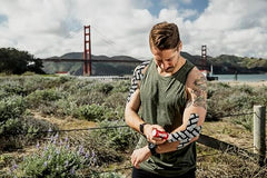 RockTape RockSauce Fire applied on skin with cooling and warming sensations.