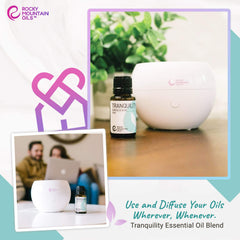 Rocky Mountain Oils Tranquility bedtime routine setup for a serene night