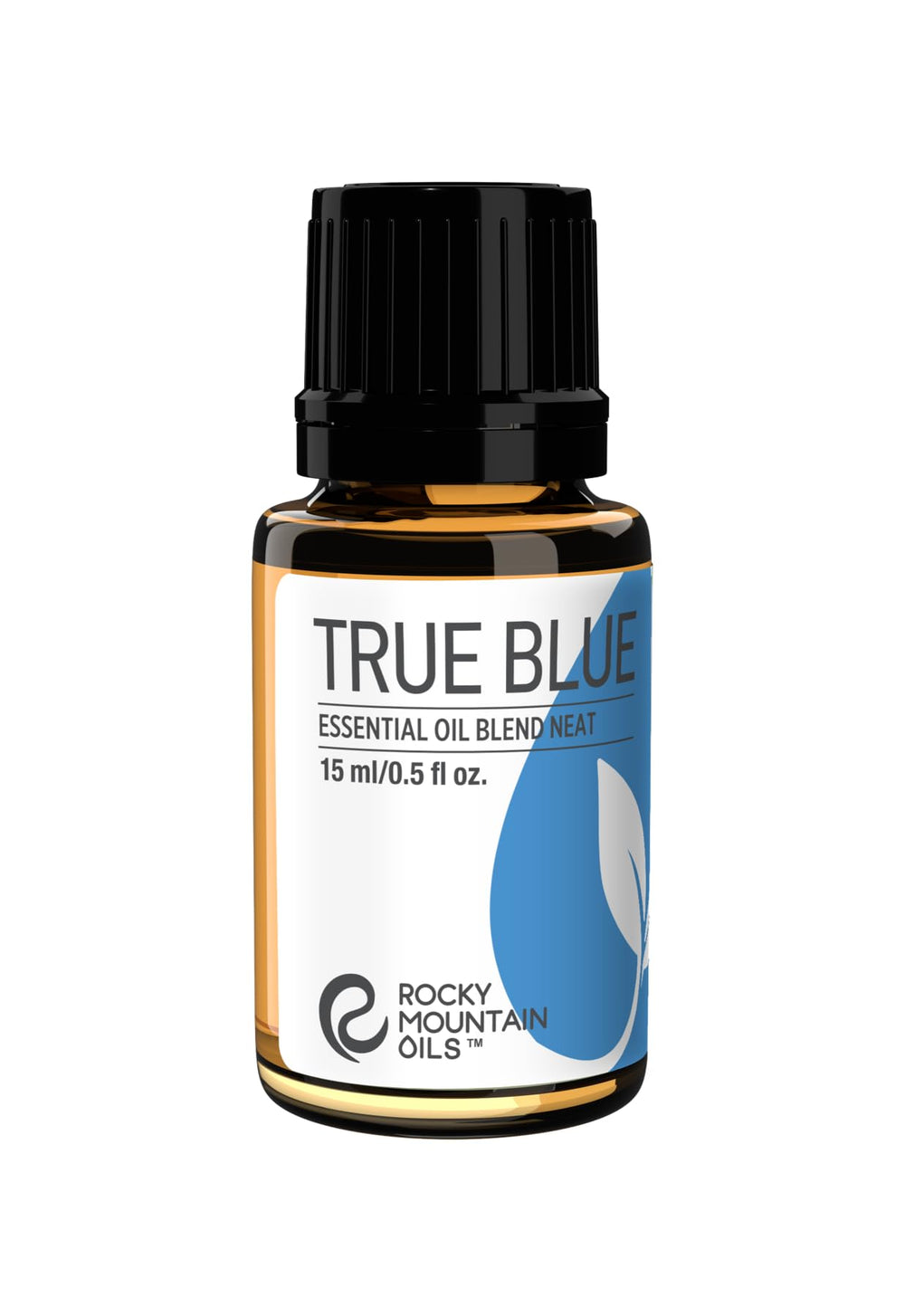 Rocky Mountain Oils True Blue bottle in a diffuser setup, ready for a refreshing space.