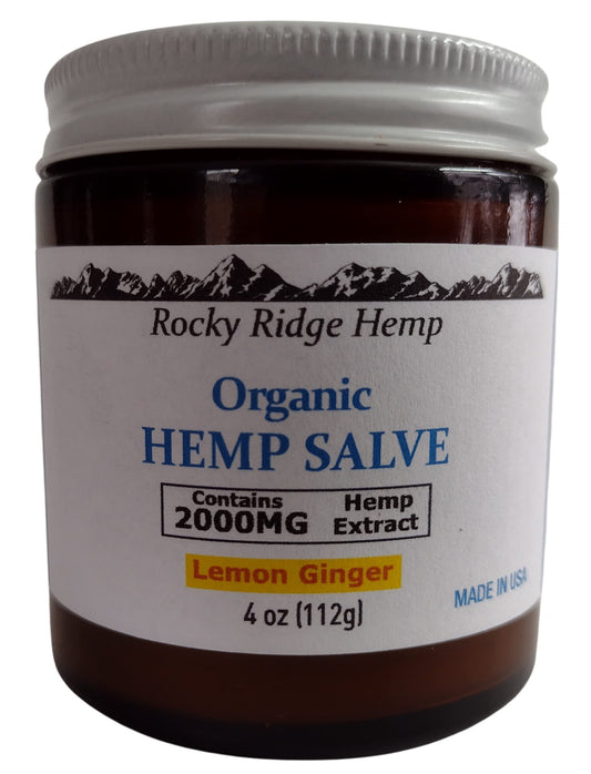 Rocky Ridge Hemp salve bottle with omega oils for nourishing skin.