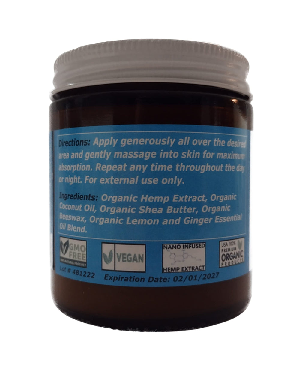 Rocky Ridge Hemp salve on hand for topical application.