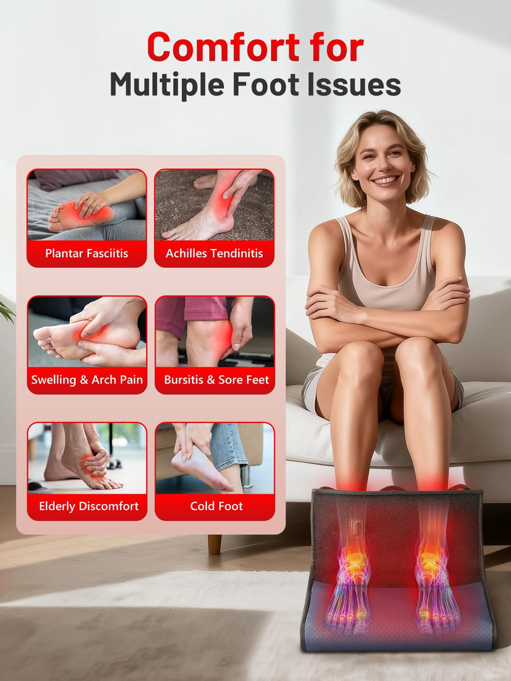 ROMISA red light therapy feet boot side view showing ergonomic wrap