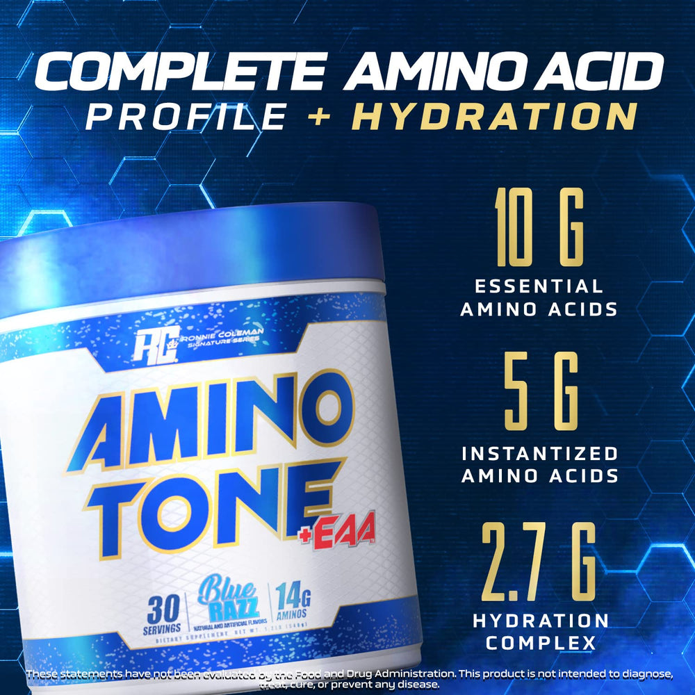 Ronnie Coleman Amino-Tone ingredients panel highlighting EAAs and BCAAs