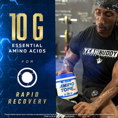 Ronnie Coleman Amino-Tone label close-up with flavor options and facts