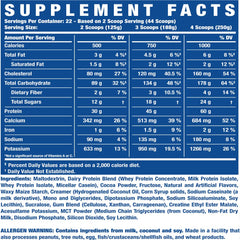 Ronnie Coleman King Mass XL bag front emphasizing 108 scoops per bag.