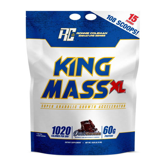 Ronnie Coleman King Mass XL tub front label showing mass gainer profile