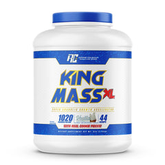 Ronnie Coleman King Mass XL vanilla ice cream powder for calorie-dense muscle fueling.