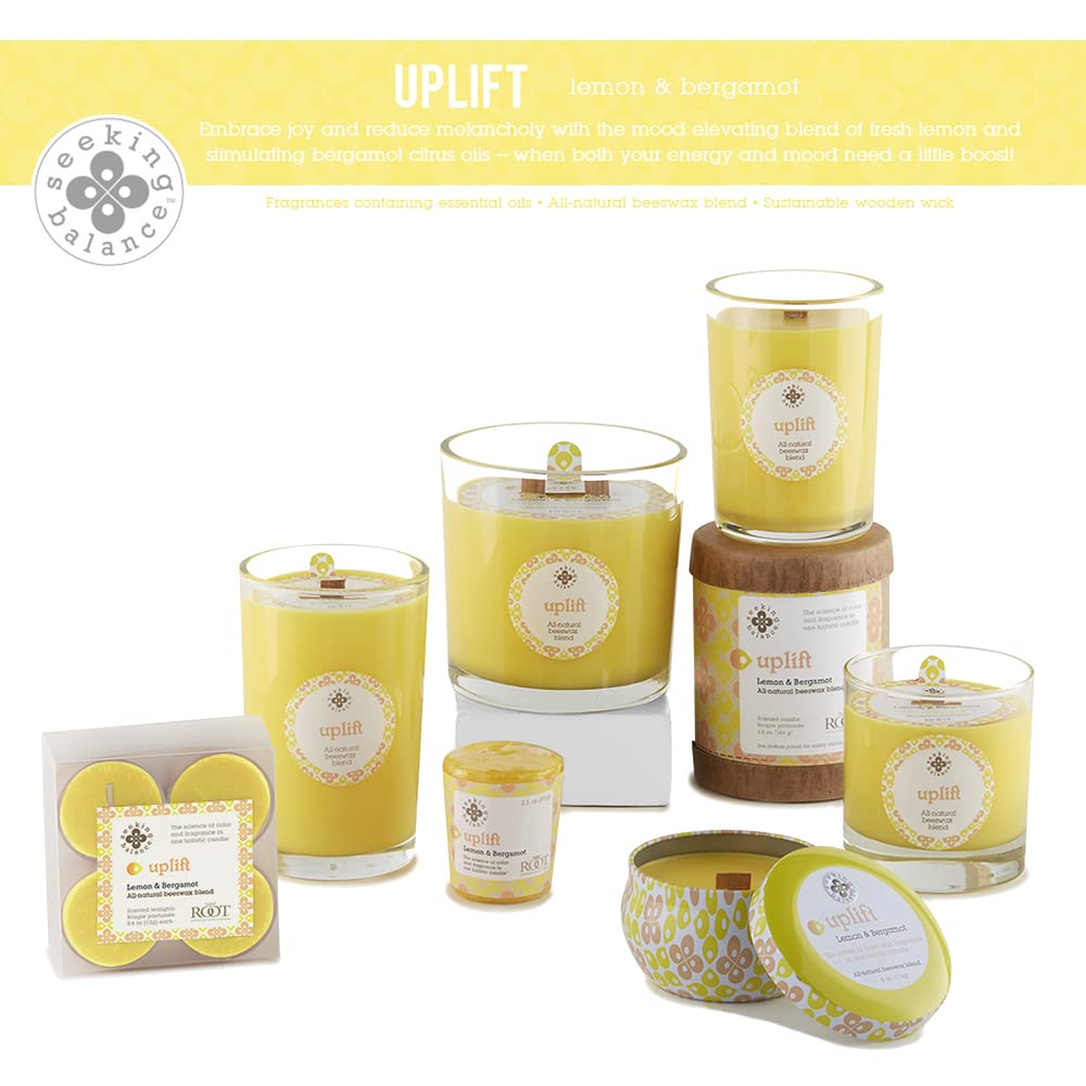 Lemon and bergamot scent from Root Candles Seeking Balance fills room
