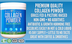 Root Vitality collagen powder ingredients panel highlighted.