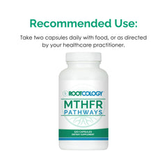 Glass of water beside MTHFR Pathways bottle for routine use