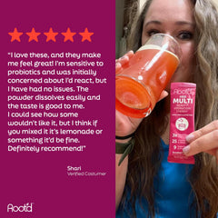 Root'd powder ingredients label emphasizing organic superfoods