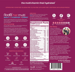 Glass of prepared Root'd vitamin drink ready to enjoy