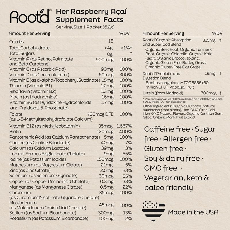 Scoop of Root'd multivitamin powder ready for use