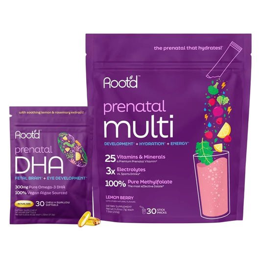 Root'd Prenatal DHA bottle pour for easy daily dosage