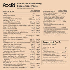 Root'd Prenatal duo on kitchen counter showing hydration and vitamins